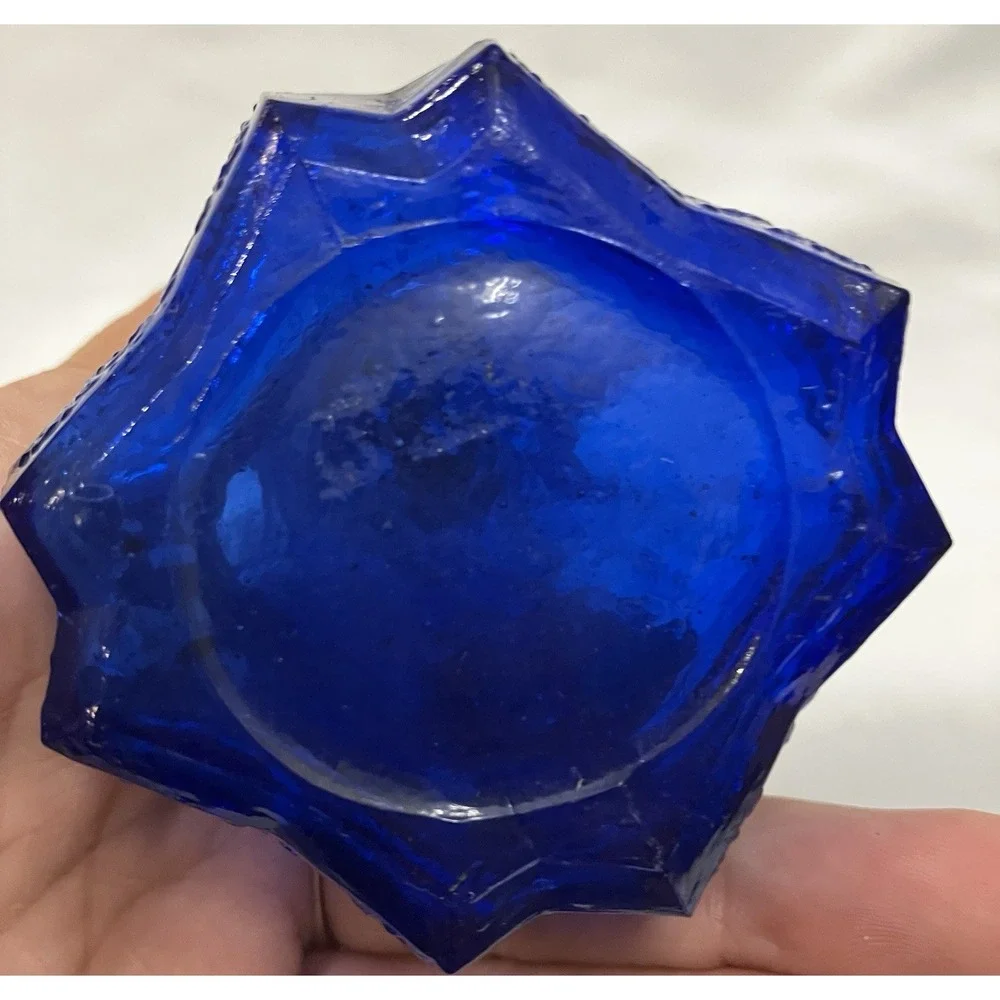 VTG Scandinavian Style Single Cobalt Blue Pressed Glass Bottle Shaker No Lid